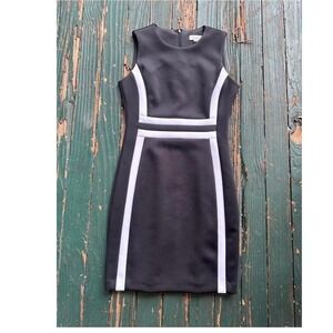 Calvin Klein Black and White Backless Sheath Dress